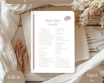 Moving Planner Checklist: Editable Printable Organizer (Digital Download, PDF, 8.5x11in)