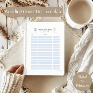 Editable Wedding Guest List Template | Printable Guest Tracker PDF | Digital Wedding Planner | Organization Planner Printable
