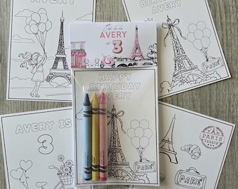 Paris party coloring packs, Paris birthday party favors