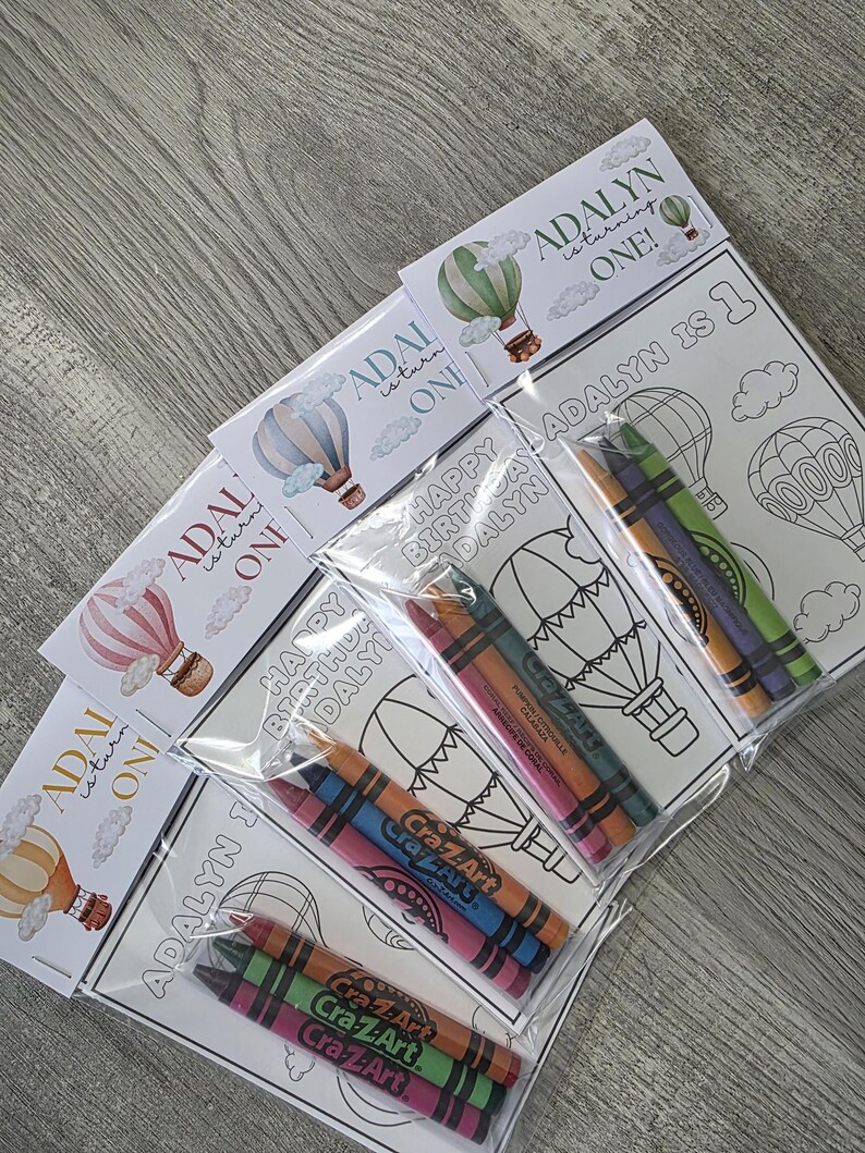 Hot Air Balloon Birthday Party Coloring Packs, Adventure, Travel ...