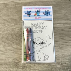 Stitch party coloring packs, Stitch birthday party favors