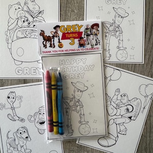 Toy Story birthday party coloring packs, Toy Story birthday party favors