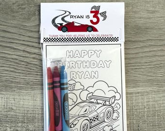 Racing party coloring packs, Race car birthday party favors