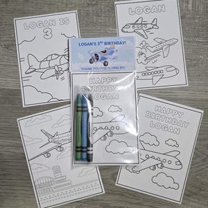 Airplane party coloring packs, airplane birthday party favors