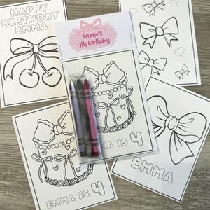 Bow party coloring packs, Bow birthday party favors