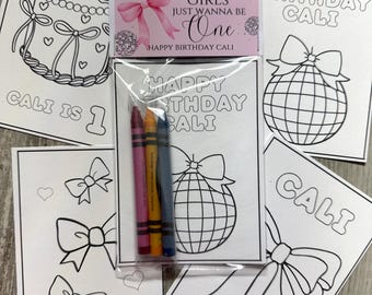 Girls just wanna be One party coloring packs, Girls birthday party favors