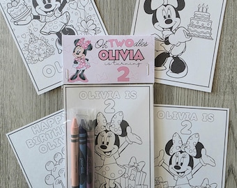 Oh Twodles, Inspired Minnie birthday party coloring party favors