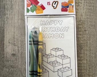 Building blocks party coloring packs, Blocks birthday party favors