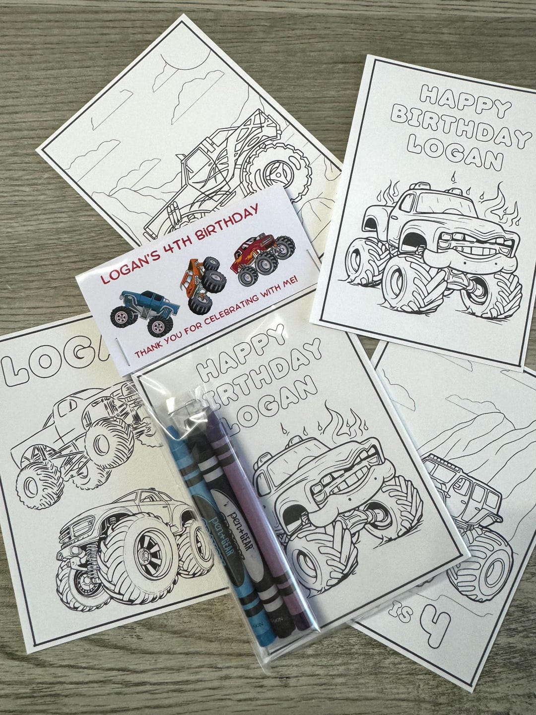 Monster Trucks Party Coloring Packs, Monster Truck Birthday Party ...