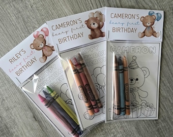 Beary first birthday party coloring packs, Beary first birthday party favors