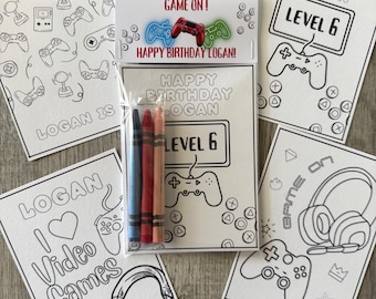Video game birthday party coloring packs, Gaming birthday party favors