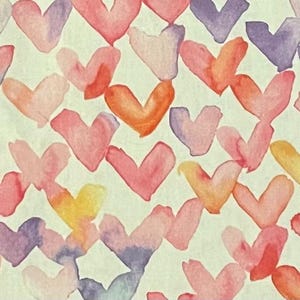 Apron Adult &quot;Watercolor with mini heart patch pockets&quot;