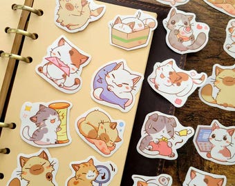 Cat Stickers, 45 Piece Paper Pack, Journaling Scrapbook Decals