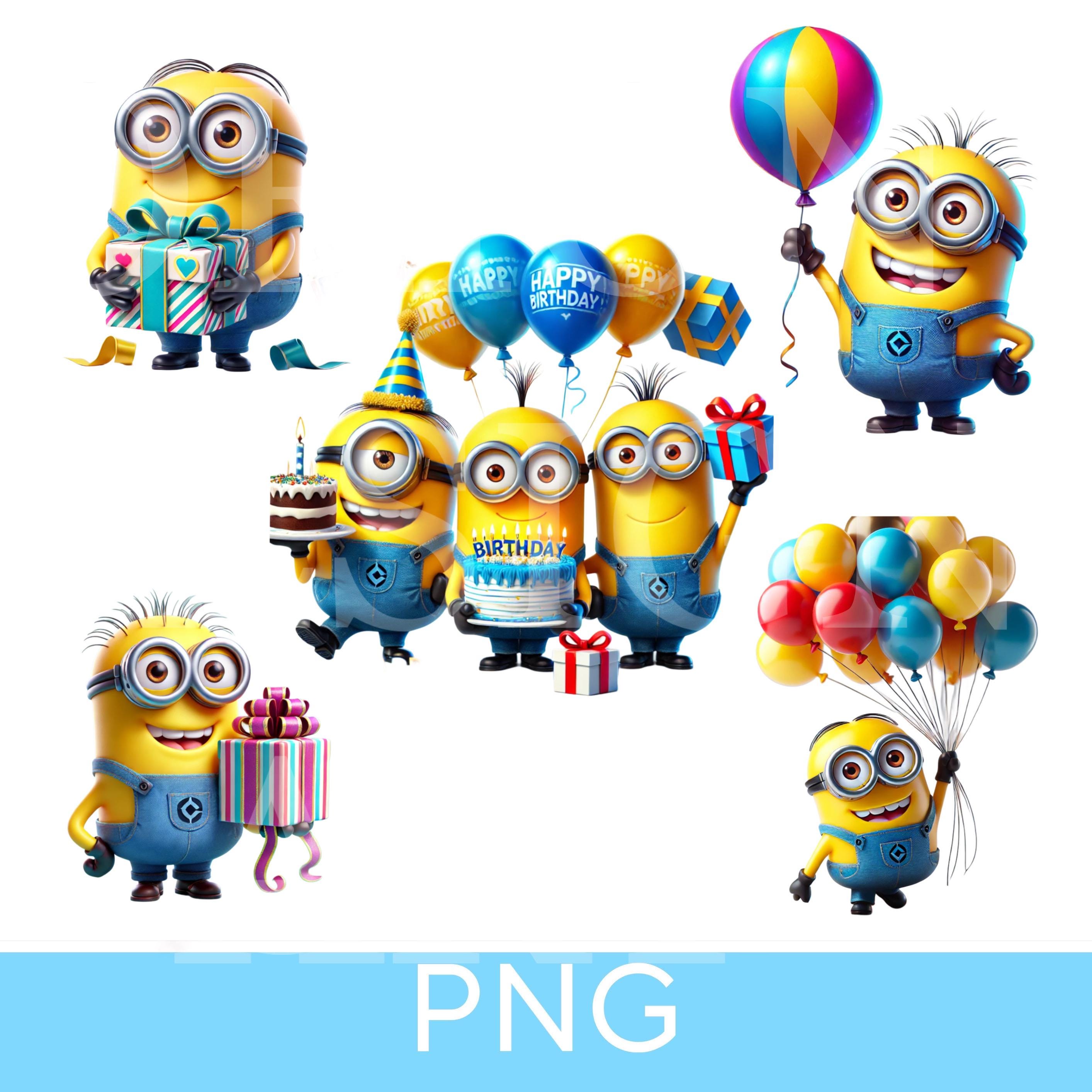 Minions Birthday PNG, Happy Birthday Boy PNG, Party Favor, Cake Topper, Birthday T-shirt Design ...