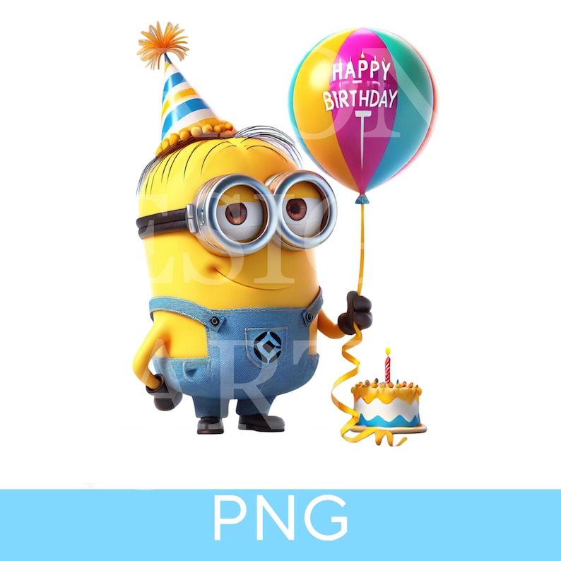 Minions Birthday PNG, Happy Birthday Boy PNG, Party Favor, Cake Topper, Birthday T-shirt Design ...