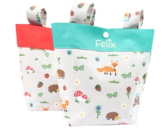 Kinderfahrradtasche mit Namen Waldtiere- Personalisierte Fahrradtasche Fahrradkorb Laufrad Dreirad Jungen - Mädchen Fahrrad