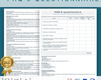 Questionnaire imprimable PHQ-9, test de dépression phq-9, auto-évaluation PHQ-9, questionnaire de dépistage de la dépression phq-9, outil pour thérapeute,