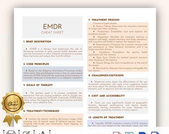 EMDR Therapy Cheat Sheet, Eye Movement Desensitization and Reprocessing Therapy, EMDR Therapy, Trauma Therapy, PTSD Therapy, Reference Guide