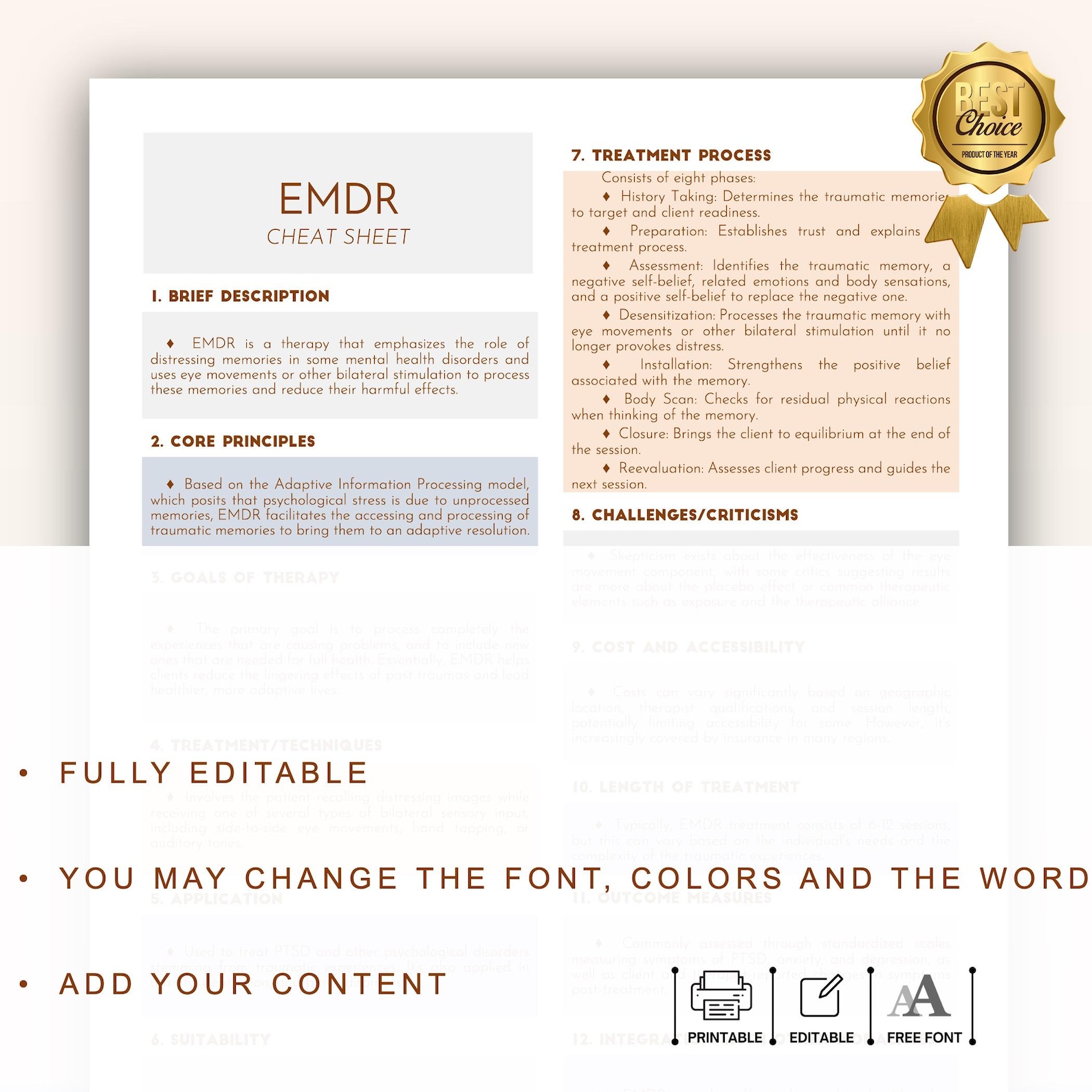 EMDR Therapy Cheat Sheet, Eye Movement Desensitization and Reprocessing ...