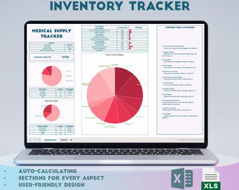 Medical Supply Inventory Tracker Template | Spreadsheet for Healthcare, Manage Stock, Reorder Levels, Expiration Date, Medical Office Supply