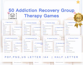 Addiction Recovery Group Therapy Games Cards Printable | Substance Abuse Counseling Activities | CBT Recovery | Relapse Prevention Games