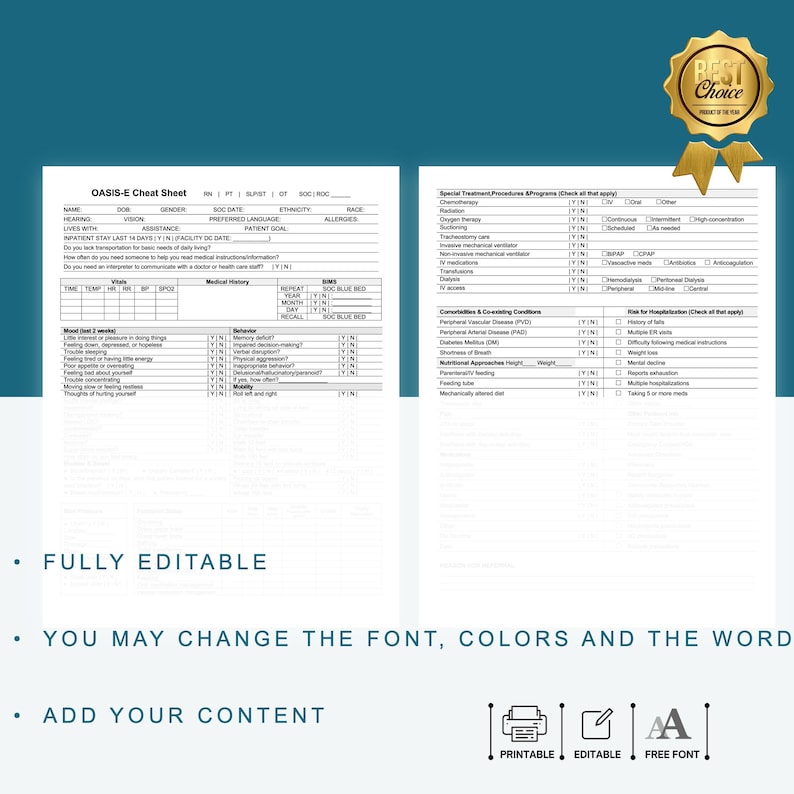 Printable OASIS E Start of Care Cheat Sheet Editable OASIS E Start of Printable OASIS E Start of Care Cheat Sheet Editable OASIS E Start of