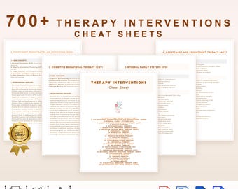 Hoja de referencia para intervenciones terapéuticas, herramientas clínicas para notas de progreso de la terapia, TCC, TCD, EMDR, IF y más, frases de intervención, términos clínicos