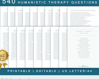540 questions sur la thérapie humaniste, questions essentielles pour les séances de thérapie, pour les conseillers, les thérapeutes et les personnes en charge de l'auto-assistance