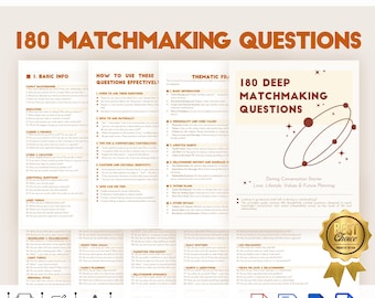 180 Tiefe MatchMaking-Fragen für Paare, Dating und Blind Dates, Dating Conversation Starter - Liebe, Lebensstil, Werte & Zukunftsplanung
