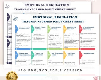 Trauma-Informed Emotional Regulation CheatSheet Printable, Grounding Skills, Polyvagal Inspired, Self Regulation, Trauma Healing Regulation