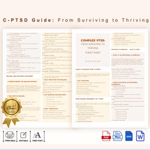 Complex PTSD: From Surviving to Thriving Cheat Sheet, Printable C-PTSD Guide, Complx ptsd Recovery Cheat Sheet, Quick References