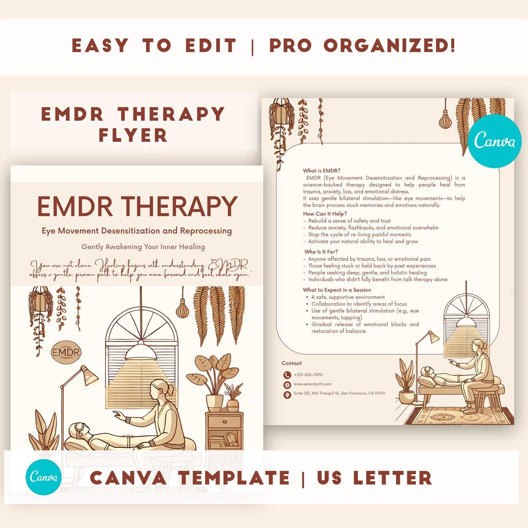 EMDR Therapy Flyer Template, Printable EMDR Canva Flyer, Eye Movement ...