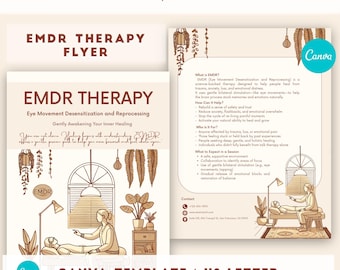 EMDR Therapy Flyer Template, Printable EMDR Canva Flyer, Eye Movement Desensitization and Reprocessing Handout, Editable Mental Health Flyer