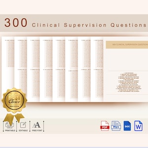 300 Klinische Aufsichtsfragen, 15 Schlüsselbereiche, druckbare Fragen zur Aufsicht über Therapeuten, bearbeitbare Klinische Fragen, für Ratgeber