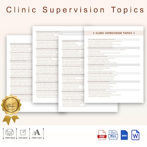 Clinic Supervision Resource with Key Points, Clinic Supervision Topics for Mental Health and Social Work, Clinic Supervision Guide, 30 Topic