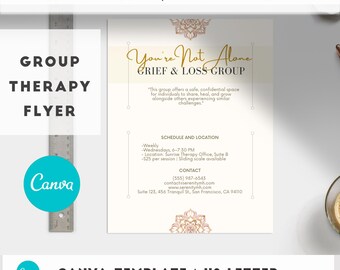 Modèle de Flyer de thérapie de groupe, Canva modifiable, Soins de santé mentale, Promotion de groupe de thérapie, Flyer de groupe de soutien, Flyer de counseling imprimable
