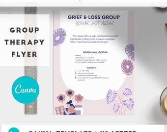 Group Therapy Flyer Template, Canva Editable,Mental Health Care, Therapy Group Promotion, Support Group Flyer, Printable Counseling Flyer