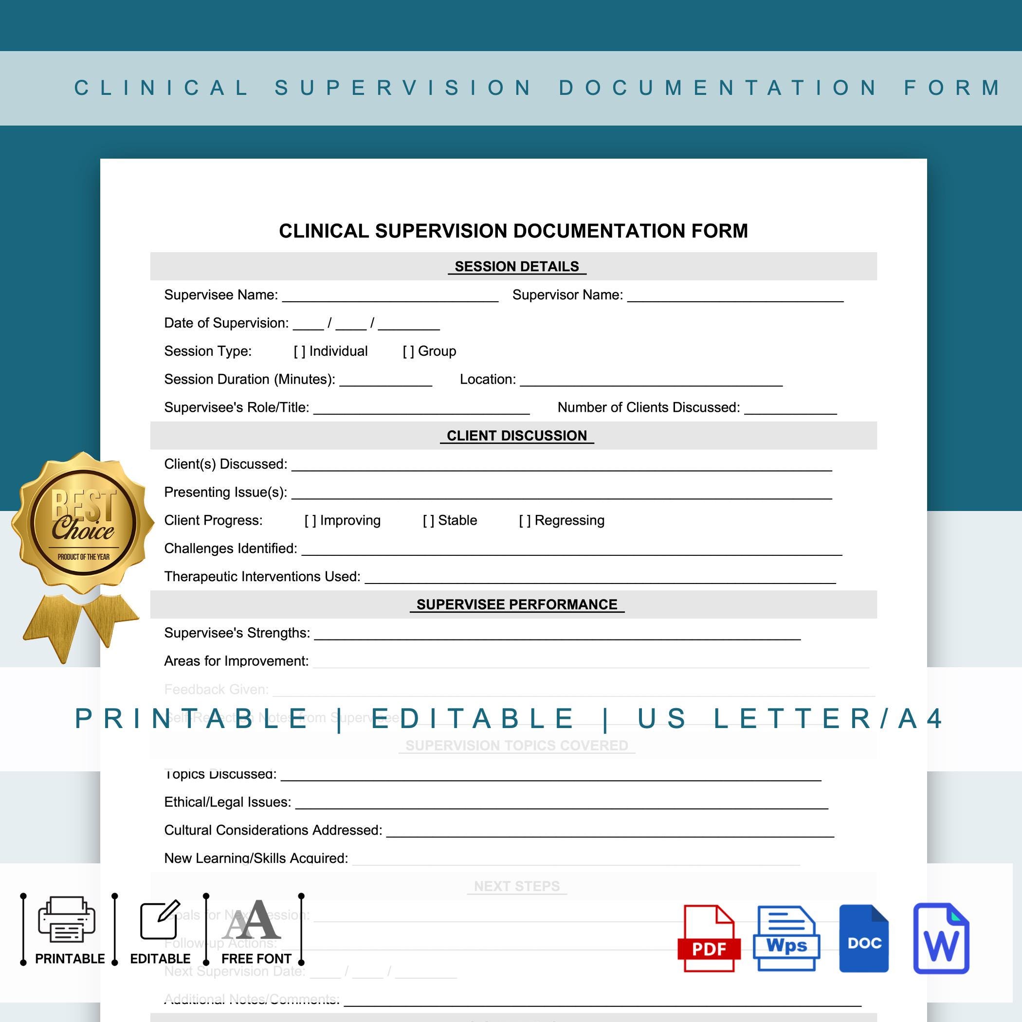 Printable Direct Service Clinical Supervision Note Template editable Printable Direct Service Clinical Supervision Note Template editable
