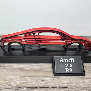 Silueta de escritorio de Audi R8 / Regalo personalizado para amantes de los coches / Fabricado en EE. UU.
