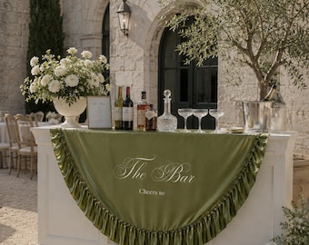 Personalized Silk Ruffled Sweetheart Table Runner, Custom Wedding Decor
