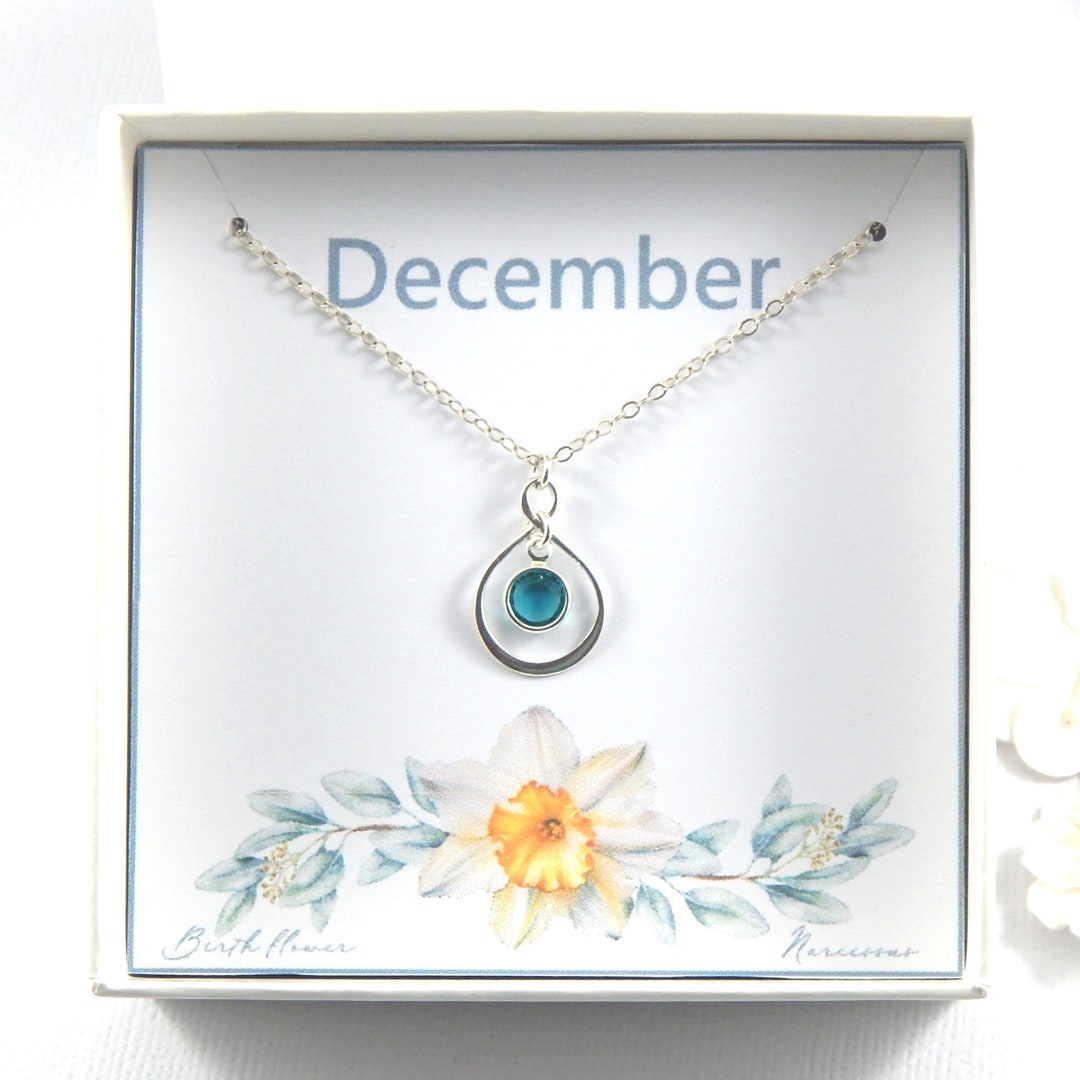 December Birth Flower and Birthstone Necklace in Gift Box Etsy — free download