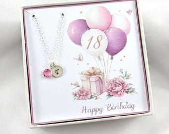 18th Birthday Gift Necklace,Personalized 18th Gift,Gift For 18 Birthday,18th Personalized Initial And Birthstone Necklace
