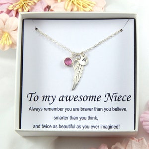Collier personnalisé nièce, collier aile, cadeau pour nièce, collier nièce, cadeau de tante, cadeau d&#39;anniversaire nièce, cadeau de remise des diplômes nièce