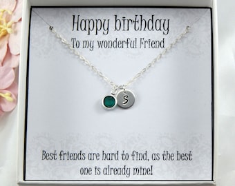 Friend Birthday Gift Necklace,Personalized Friend Gift,Gift For Friends Birthday,Friends Personalized Initial And Birthstone Necklace