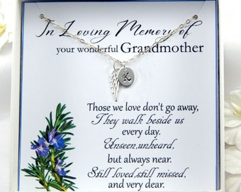 Sympathy Gift,Loss of GrandmotherNecklace,Grandmother Memorial Necklace,Grandmother Angel Wing Necklace,Remembrance Necklace for Grandmother