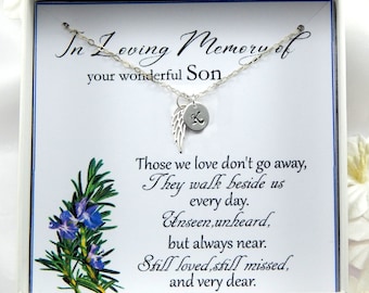 Sympathy Gift,Loss of Son Necklace,Son Memorial Necklace,Daughter Angel Wing Necklace,Remembrance Necklace for Son