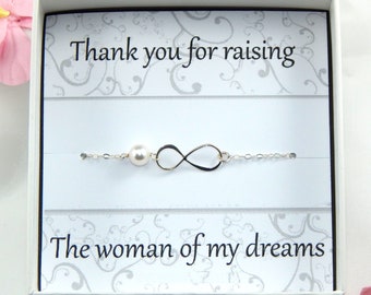 Mother Of The Bride Gift,Mother Silver Infinity Bracelet,Gift to Mom from Bride,Bracelet Gift to Mom from Daughter,Mother Daughter bracelet