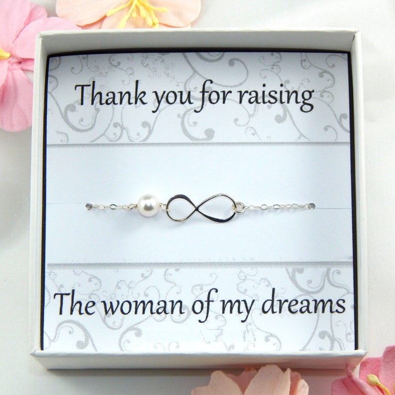 Mother Of The Bride Gift,Mother Silver Infinity Bracelet,Gift to Mom from Bride,Bracelet Gift to Mom from Daughter,Mother Daughter bracelet image 1