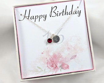16th Birthday Gift Necklace,Personalized 16th Gift,Gift For 16 Birthday,16th Personalized Initial And Birthstone Necklace