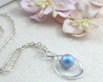 Something Blue,Bridal Jewelry,Pearl NecklaceBridal Necklace,Infinity Necklace